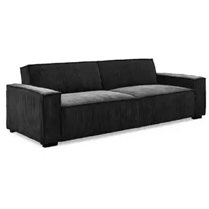 3S. x Home Canapé clic-clac 3 places Roger Velours côtelé Noir pas cher