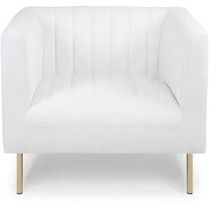 MENZZO Fauteuil moderne à coutures verticales Sacramento Simili Blanc