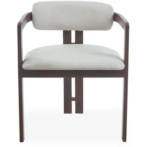 Lot de 2 chaises design Galilea Métal Effet bois foncé et Tissu Beige