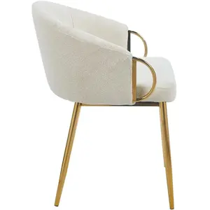 MENZZO Lot de 2 chaises arrondies et matelassées patricia métal doré et tissu beige Patricia pas cher