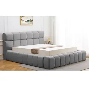 3S. x Home Lit-coffre complet avec rebords matelassés Tissu Gris foncé Challow