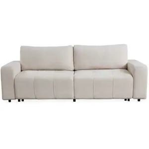 3S. x Home Canapé convertible 3 places Cloudy Tissu bouclette Crème pas cher
