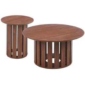 MENZZO Ensemble de 2 tables basses annabel bois noisette Ensemble pas cher