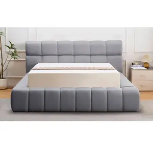 3S. x Home Lit-coffre complet avec rebords matelassés Challow Tissu Gris foncé