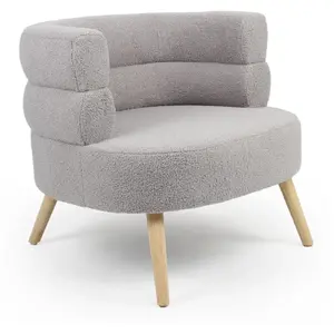 Comparateur de prix : MENZZO Fauteuil design scandinave arrondi Riviani Tissu bouclette Gris