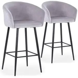Comparateur de prix : 3S. x Home Lot de 2 chaises de bar Bobby Velours Argent