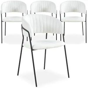 Comparateur de prix : 3S. x Home Lot de 4 Chaises en Bouclette "Batora" 79cm Crème & Noir