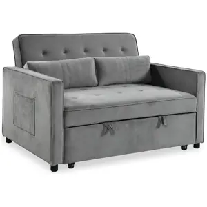 MENZZO Canapé convertible 2 places komaria velours gris Komaria pas cher