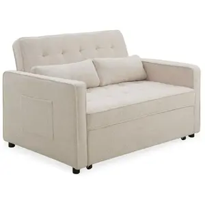 Comparateur de prix : 3S. x Home Canapé convertible 2 places Komaria Tissu bouclette Crème