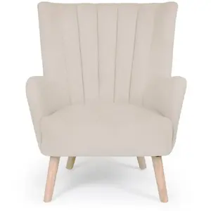 3S. x Home Fauteuil scandinave Vidal Tissu Bouclette Beige pas cher