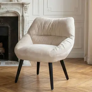 3S. x Home Fauteuil moderne et confortable Patrick Velours Beige