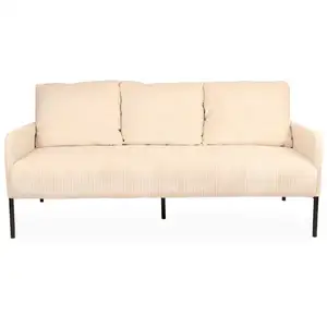 3S. x Home Cotecosy - Canapé 3 places moderne et élégant Manuelo Velours côtelé Beige pas cher