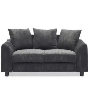 3S. x Home Canapé contemporain 2 places Mozart Velours côtelé Gris foncé