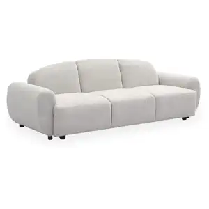 3S. x Home Canapé 3 places convertible dossier et accoudoirs arrondis Oliver Tissu texturé Gris pas cher