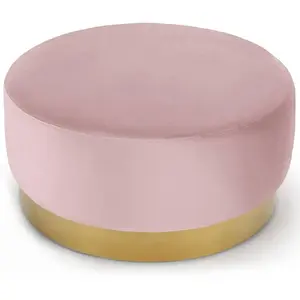 Pouf - COTECOSY - Daisy - Velours Rose - Pied Or