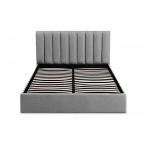 MENZZO Lit Coffre Songe + Sommier Tissu Gris 160cm