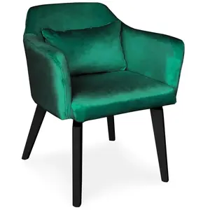 MENZZO Chaise avec accoudoirs velours vert et pieds bois clair biggieVendu parconforama