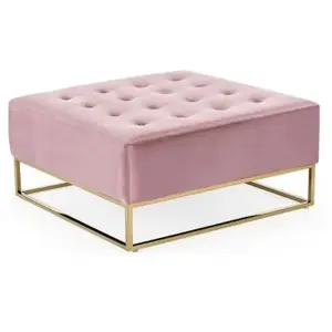 Pouf carré MENZZO - Hudson - Velours Rose - Elégance - Chic - L90 x P90 x H38 cmVendu paramazon