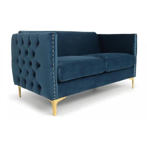 Comparateur de prix : Canapé 2 places Joshua Velours Bleu - MENZZO - Capitonné - Confortable - Bleu