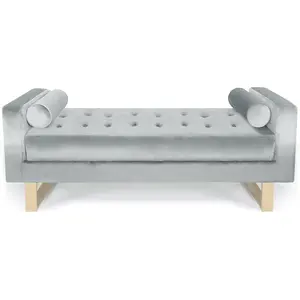 MENZZO Banquette capitonnée Shell Velours Argent