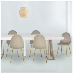 MENZZO Lot de 4 chaises matelassées Norway Velours Taupe