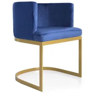 Comparateur de prix : Chaise design moderne et confortable - MENZZO - Noellie Velours Bleu pieds Or