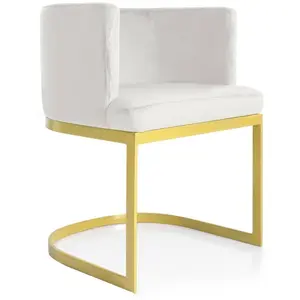 Comparateur de prix : MENZZO Chaise / Fauteuil Noellie Velours Blanc pieds Or TU
