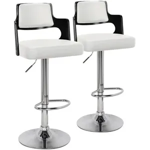 MENZZO 3S. x Home Lot De 2 Chaises de bar MARA Marron Noir Et Simili Blanc