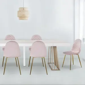 MENZZO Cotecosy - Lot de 4 chaises matelassées Norway Velours Rose