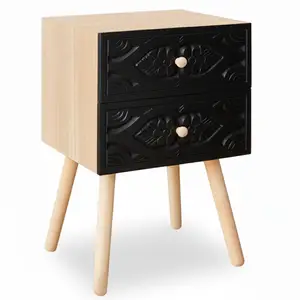 MENZZO Table de chevet Catana 2 tiroirs Noir Carbone pas cher