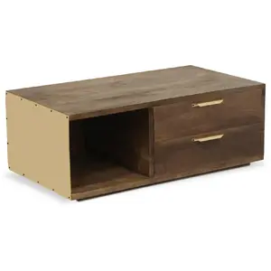MENZZO Table basse Firmin Bois et Métal Or pas cher