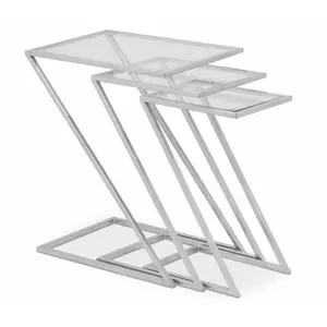 MENZZO 3S. x Home Lot De 3 Tables Basses Gigognes Métal Et Verre TransparentVendu paramazon