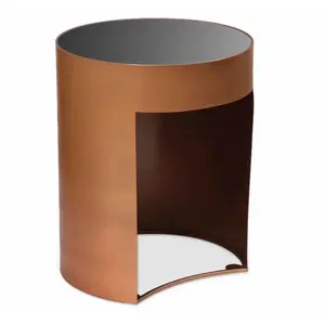 MENZZO Table d'appoint en verre noir et pieds métal cuivré Simila D 40 cm pas cher