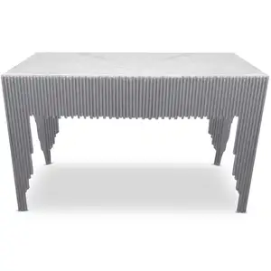 MENZZO Console design Galantine Marbre Blanc pieds Argent