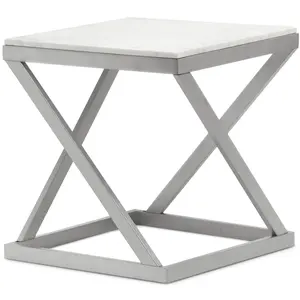Table D'appoint Design "palamo" 57cm Argent & Blanc - Paris Prix pas cher