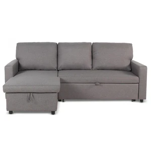 MENZZO Canapé convertible avec angle réversible Baleares Tissu Gris clair