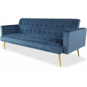 MENZZO Cotecosy - Canapé convertible clic-clac Justy Velours Bleu