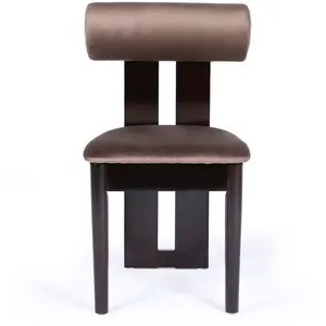 MENZZO Chaise de salle à manger style intemporel bois foncé et velours marron