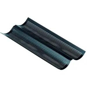 Gobel Plaque perforée 2 baguettes - antiadhérent Obsidian - 380 x 160 mm Gob... pas cher