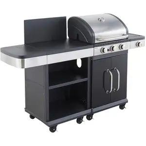 COOK'IN GARDEN Barbecue gaz FIDGI 3 Brûleurs, réchaud latéral et desserte pas cher