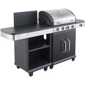 Comparateur de prix : COOK'IN GARDEN Barbecue gaz FIDGI 4 Brûleurs, réchaud latéral et desserte