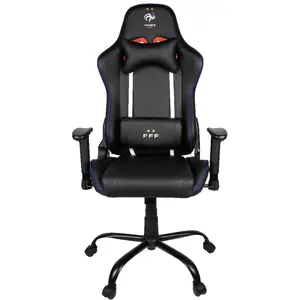 Konix FFF Chaise de Bureau Gaming Premium - Inclinaison siège 150° - Cuir polyuréthane - Coussin lombaires et cervicaux réglable - Appui-tête - Noir