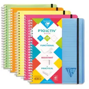 Clairefontaine Carnet spirales proactiv'book linicolor 16 x 21 cm - blanc ligné - 180 pages - lot de 5 - assorties aléatoires - pas cher