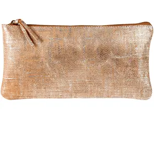 Clairefontaine 410038C - Trousse Scolaire Plate Argentée Effet textile 22x11 cm en Véritable Cuir d'AgneauVendu paramazon
