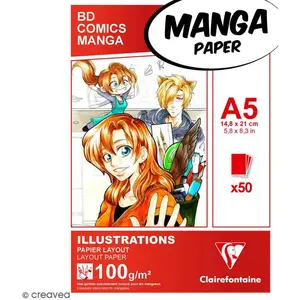 Bloc illustration manga CLAIREFONTAINE A5 50 feuilles 100g