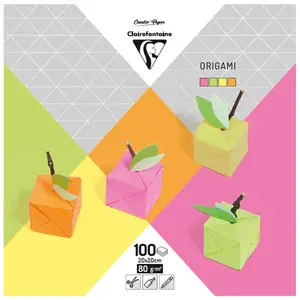 Claire Fontaine Papier origami Teintes néon 20 x 20 cm 100 feuilles