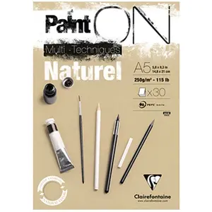 Comparateur de prix : Bloc multi-technique de 30 feuilles A5 Clairefontaine Paint On Naturel