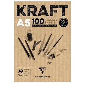 Comparateur de prix : Bloc collé de 100 feuilles A5 Clairefontaine Kraft Brun