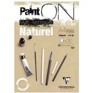 Comparateur de prix : Bloc multi-technique Clairefontaine Paint On A4 30 Feuilles 250 g Naturel