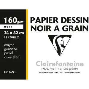 Comparateur de prix : Clairefontaine Papier Dessin Noir à grain Etival Color 24 x 32 cm 160 g/m² 12 feuilles